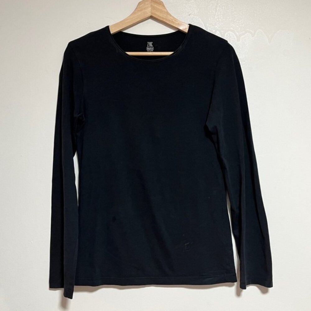 ZYNC Basics by Splash Black Long Sleeve Cotton Top - Size S